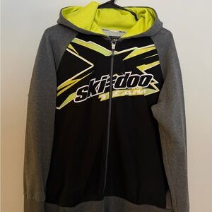Ski-Doo Men's Zip-Up Hoodie - Black, Gray, and Neon